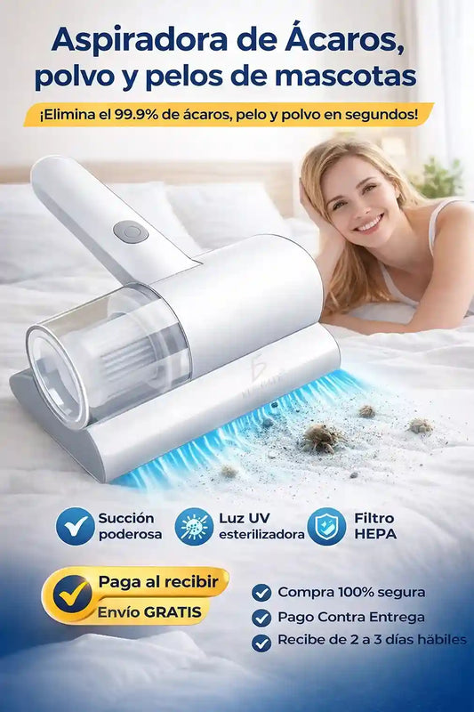 Aspiradora Antiácaros Inalámbrica – Elimina el 99% de ácaros